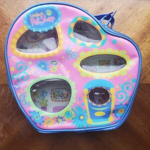 Littlest Pet Shop LPS y2k vintage vinyl zippered Pink and blue house carry case
